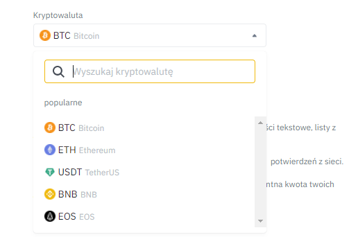 wplata kryptowalut na konto binance