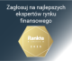 Złoty heksagon z logo Rankia Awards 2025 na niebiesko-białym tle z napisem: „Zagłosuj na najlepszych ekspertów rynku finansowego”