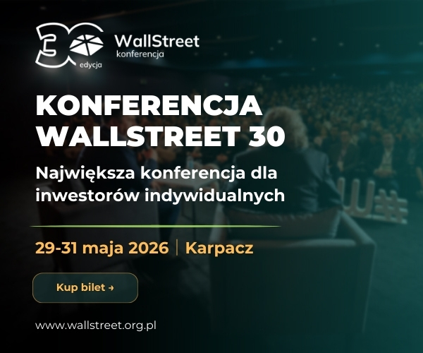 Baner reklamowy Konferencji WallStreet 30 – największa konferencja dla inwestorów indywidualnych, 29-31 maja 2026, Karpacz